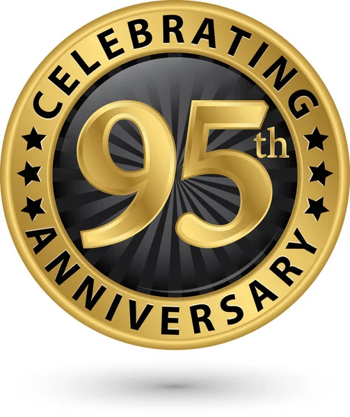 庆祝第九十五周年纪念金标签, 矢量插画 — 图库矢量图片