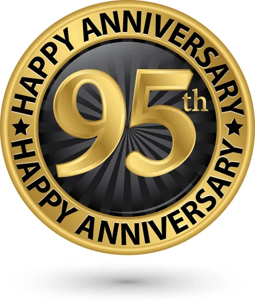 Happy 95th lat anniversary gold label, ilustracji wektorowych — Wektor stockowy