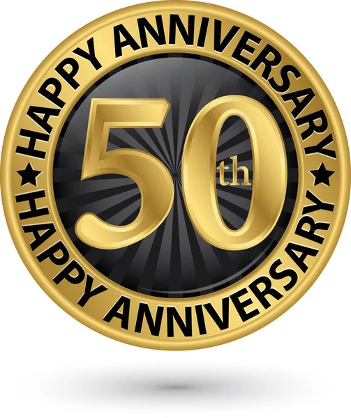 Happy 50 let výročí gold label, vektorové ilustrace — Stockový vektor