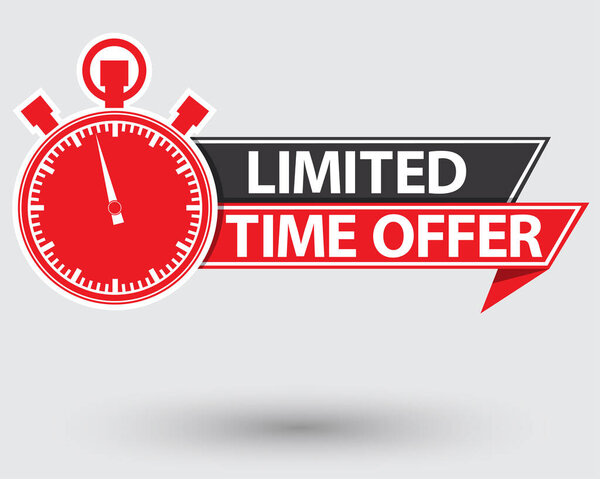 Limited time offer red label, last chance stopwatch, vector illustration
 