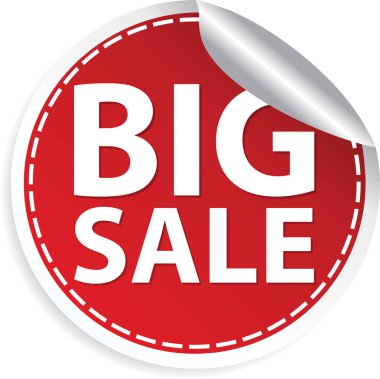 Büyük satış kırmızı etiketi, vektör illüstrasyonu 