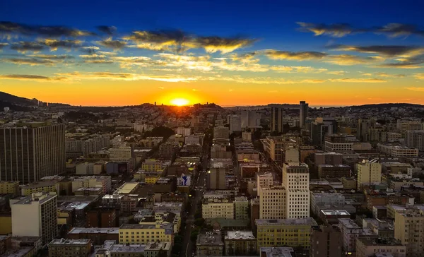 Vue Panoramique San Francisco Coucher Soleil Avec Nuages — Photo