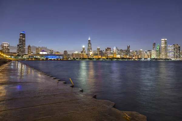 Noite Chicago Skyline — Fotografia de Stock