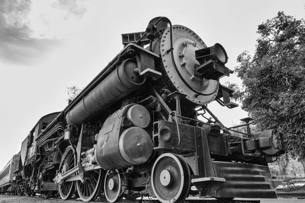 Vecchio Treno Bianco Nero — Foto Stock