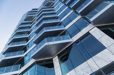 Mavi binanın perspektif görüntüsü