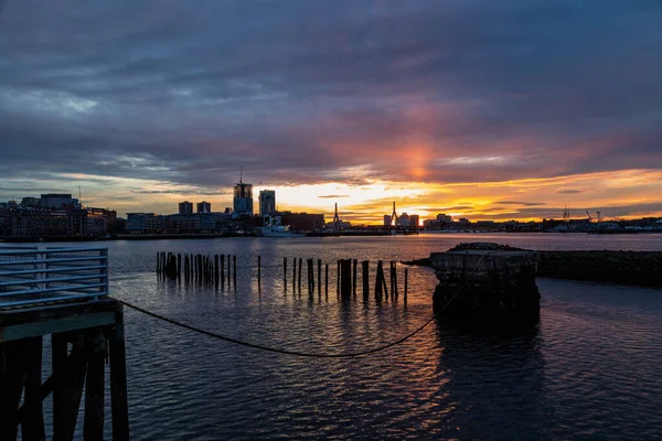 Vacker Natt Med Utsikt Från Östra Boston — Stockfoto