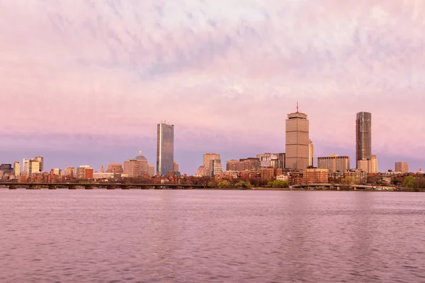 Epický Růžový Západ Slunce Bostonu — Stock fotografie