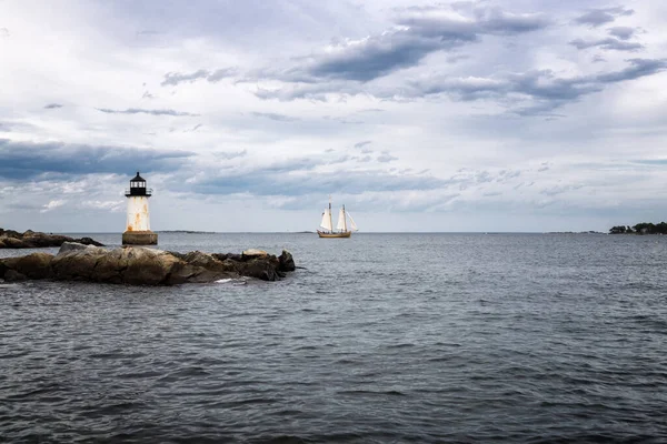 Salem Massachusetts Teki Kış Adası Deniz Feneri — Stok fotoğraf