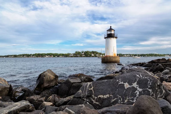 Latarnia Morska Winter Island Salem Massachusetts — Zdjęcie stockowe