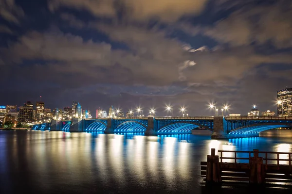 Longfellow Bridge Noci Boston Massachusetts — Stock fotografie