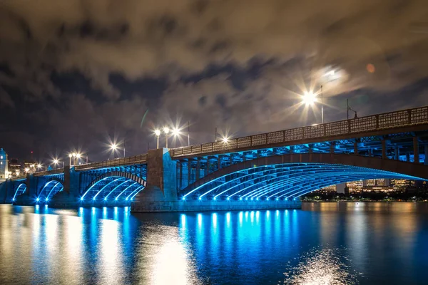 Longfellow Bridge Noci Boston Massachusetts — Stock fotografie