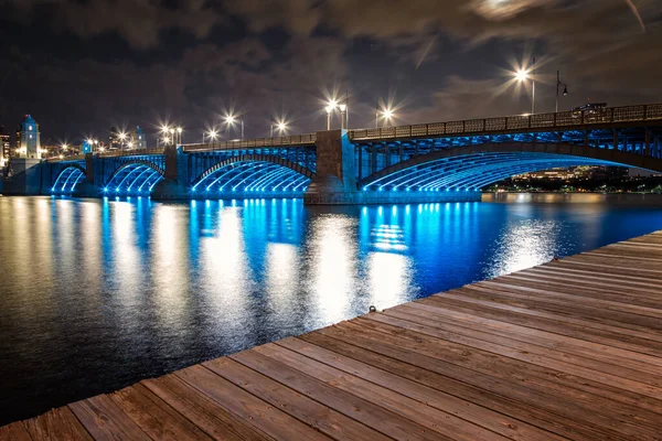 Longfellow Bridge Noci Boston Massachusetts — Stock fotografie