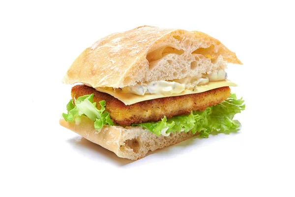 Burger with fish fillet — Stock Photo, Image