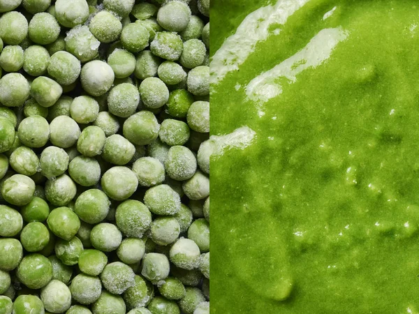 Zielony groszek i zupa z grochu — Zdjęcie stockowe