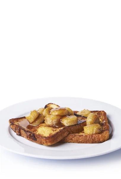 Franse toast en gebakken bananen — Stockfoto