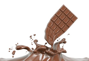 İzole 3d render çikolatanın erime bar