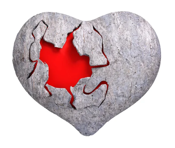 Романтическое сердце камня 3d рендеринга — стоковое фото
