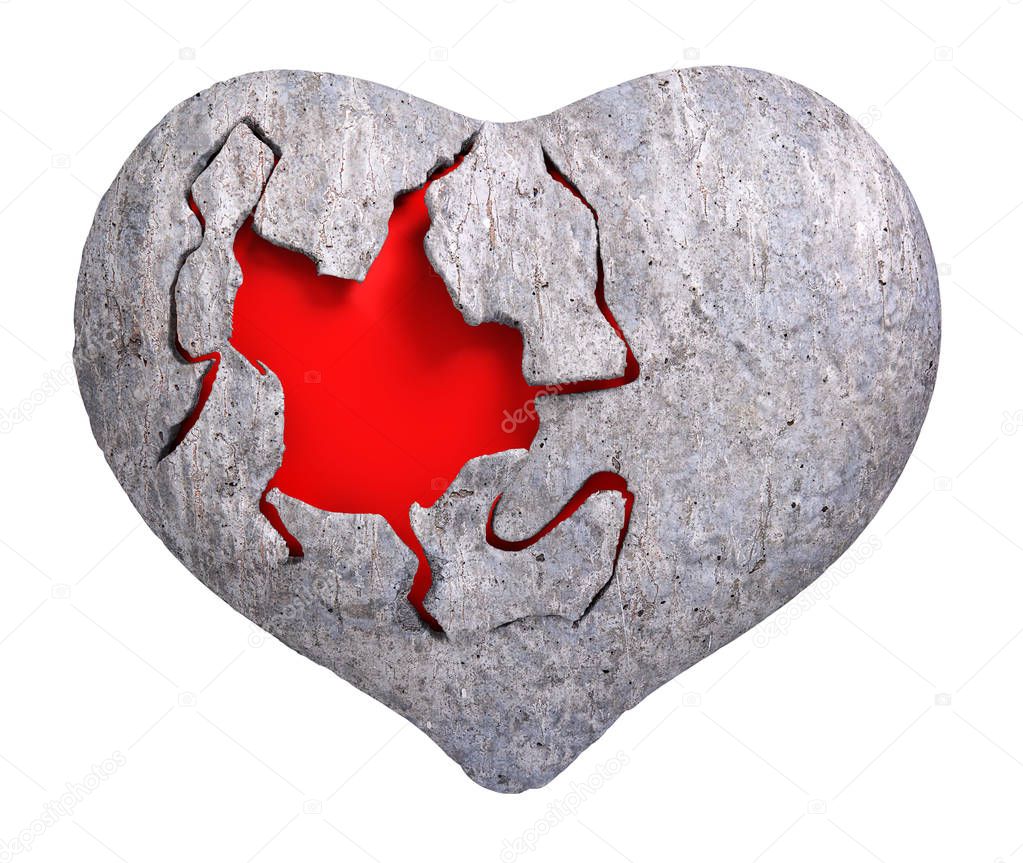 Romance heart of stone 3d rendering