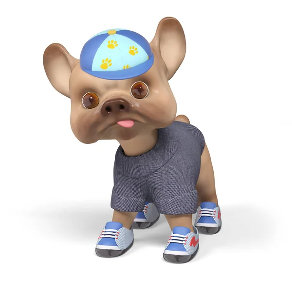 Chien chiot en costume, personnage isolé rendu 3D — Photo