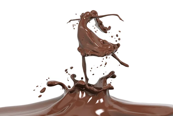 Splash chocolate isolado 3d renderização — Fotografia de Stock