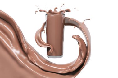 Cam, 3d render çikolata sıçrama