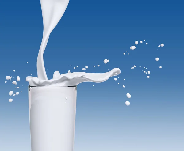Spritzmilch im Glas, 3D-Rendering — Stockfoto