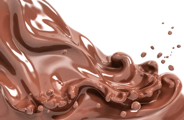 Splash chocolate 3d renderizado — Foto de Stock