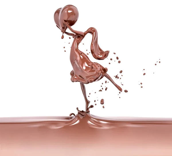 Splash chocolate and girl abstract background isolated 3d render — Stock Photo, Image