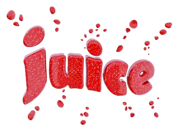 Strawberry juice advertising, abstract background  lettering, 3d — Stock Photo, Image