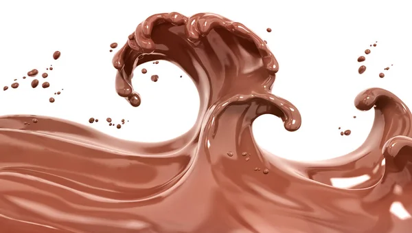 Splash cioccolato isolato rendering 3d — Foto Stock