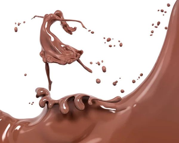 Брызги шоколада изолированные 3D рендеринг — стоковое фото