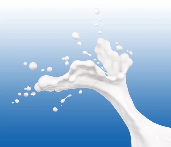 Percikan susu, percikan dari latar belakang abstrak yogurt, 3d renderi — Stok Foto