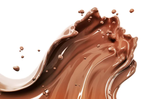 Chocolate Splash Food Drink Illustration Abstract Swirl Background Rendering — Stock Photo, Image