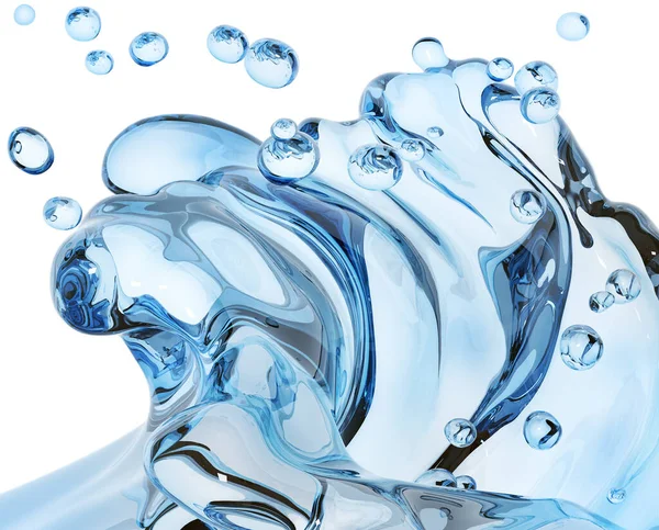 Хвильова Вода Розбризкування Водного Абстрактного Фону Фарба Синя Ізольована Візуалізація — стокове фото