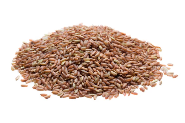 Pile of brown rice isolated on white — Stock Photo, Image