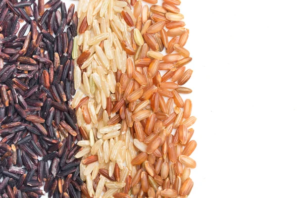 Three variety kinds of brown rice — Stock Photo, Image