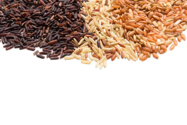 Three variety kinds of brown rice — Stock Photo, Image