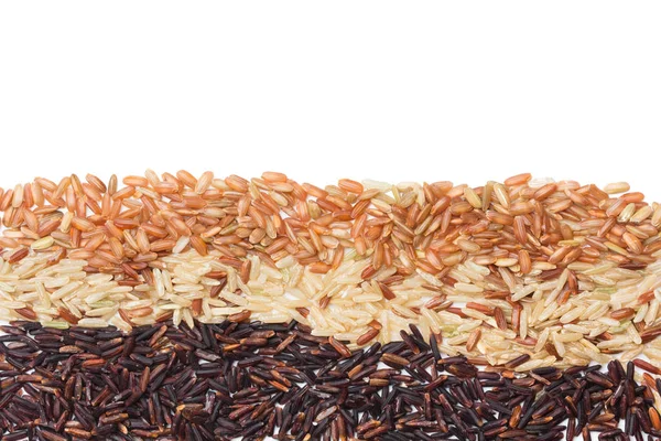 Three variety kinds of brown rice — Stock Photo, Image