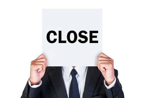 Business man show close word — Stock Photo, Image