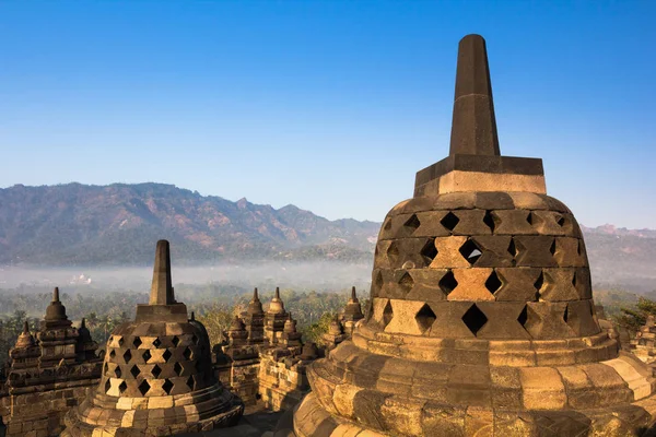 Borobudur chrám, yogyakarta, java, Indonésie. — Stock fotografie