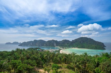 Görünüm noktası Phi Phi Island günbatımı zaman, Krabi, Tayland