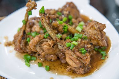 Kavrulmuş Dana tavuk sosu surve plaka üzerinde