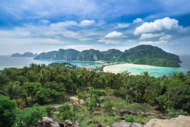 Görünüm noktası Phi Phi Island günbatımı zaman, Krabi, Tayland