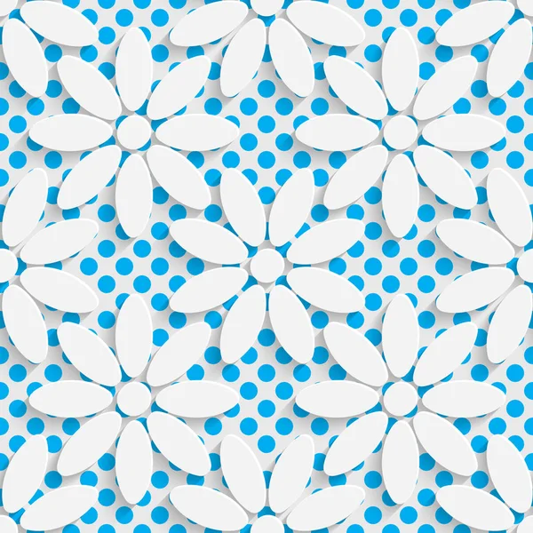 Patrón de flores sin costuras. Fondo de envoltura blanco y azul — Vector de stock