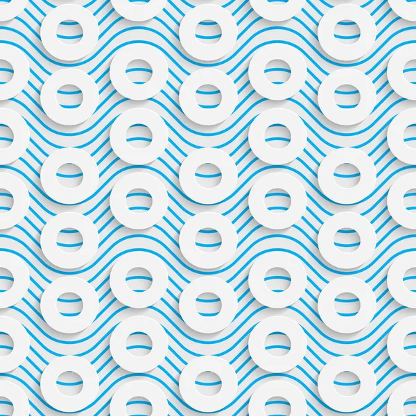Sömlös hålcirkel. Vitt och blått omslag bakgrund — Stock vektor