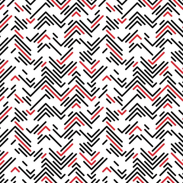 Varrat nélküli Zig Zag minta. Absztrakt kaotikus fekete és piros B vonal — Stock Vector