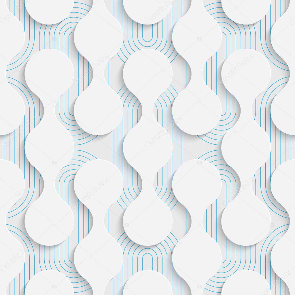 White and Blue Minimalistic Ornament. Geometric Decorative Wallp