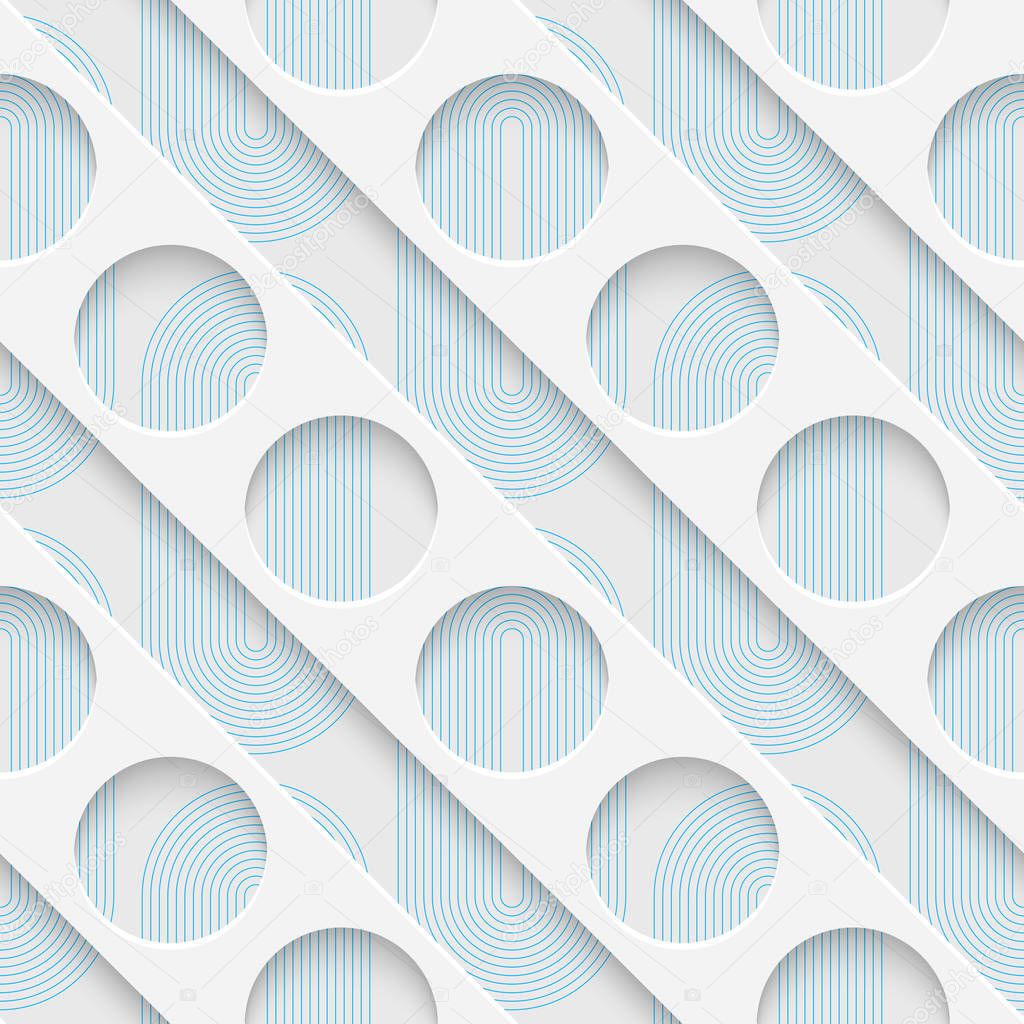 White and Blue Minimalistic Ornament. Geometric Decorative Wallp