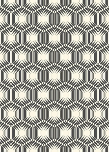 Modèle hexagonal sans couture. Vecteur Monochrome fond chaotique — Image vectorielle