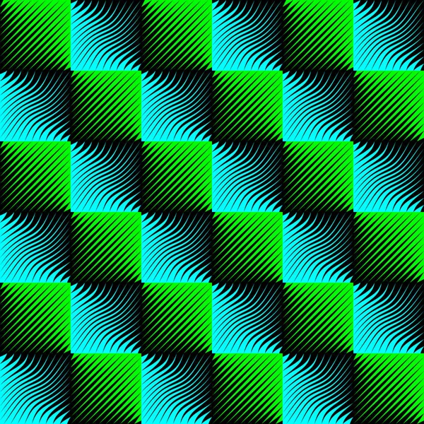 シームレスなスクエアと縞模様。抽象的なグラデーション波背景 — ストックベクタ